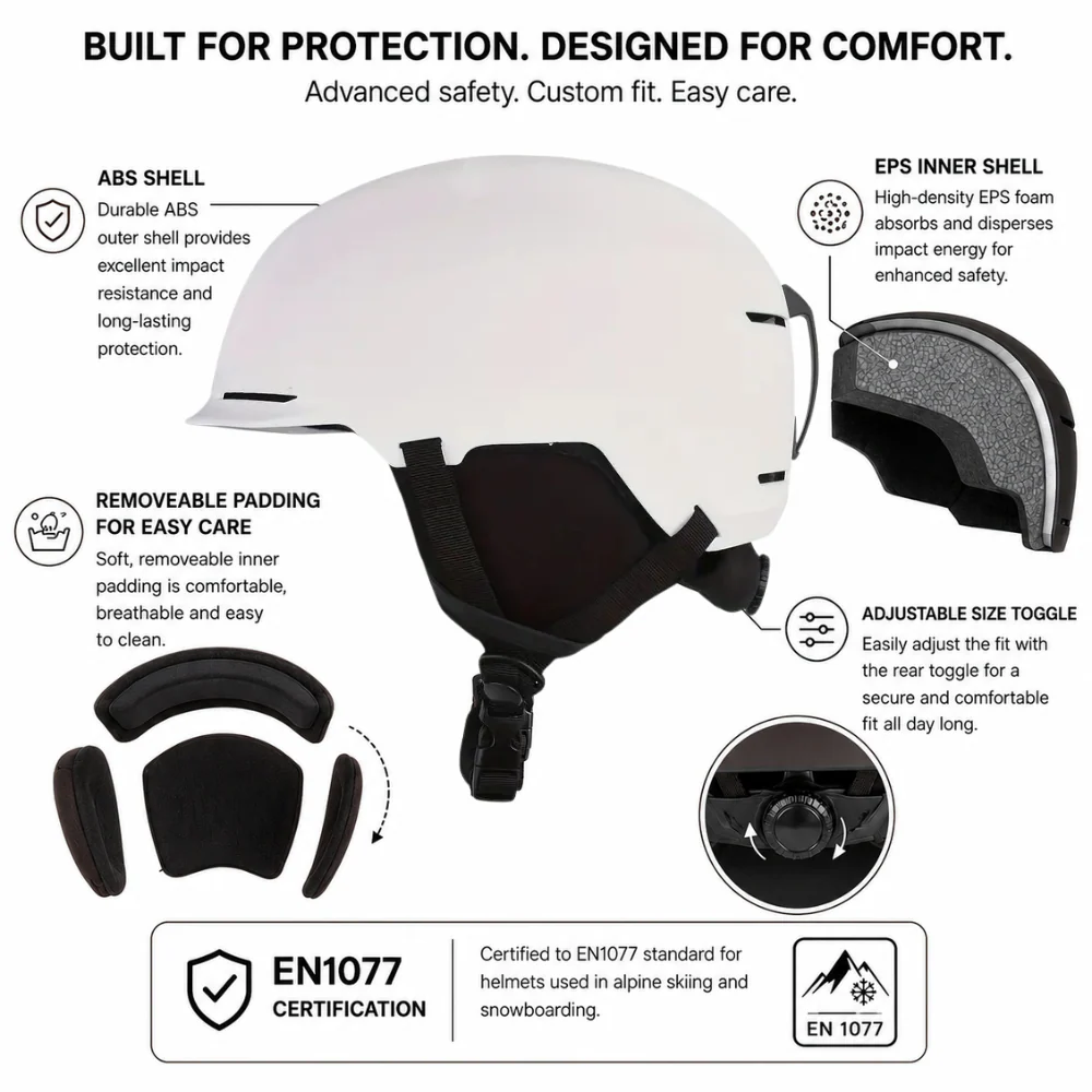 540 Blank Snow Helmet White - Image 5