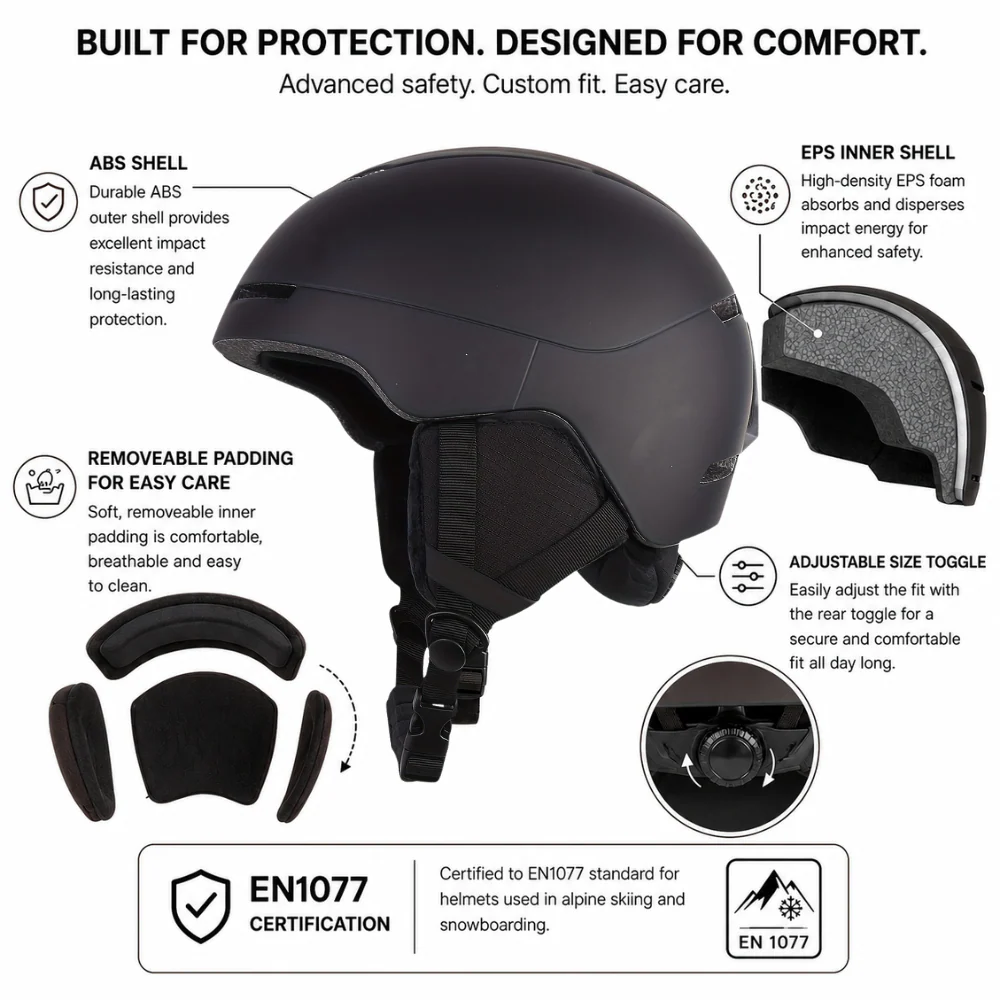 540 Stealth Snow Helmet Black Large - Image 3