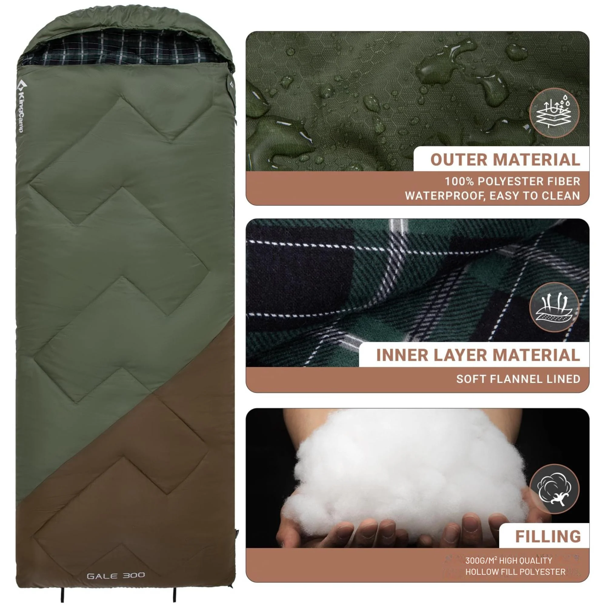 KingCamp GALE 300 Sleeping Bag With Hood - Image 2